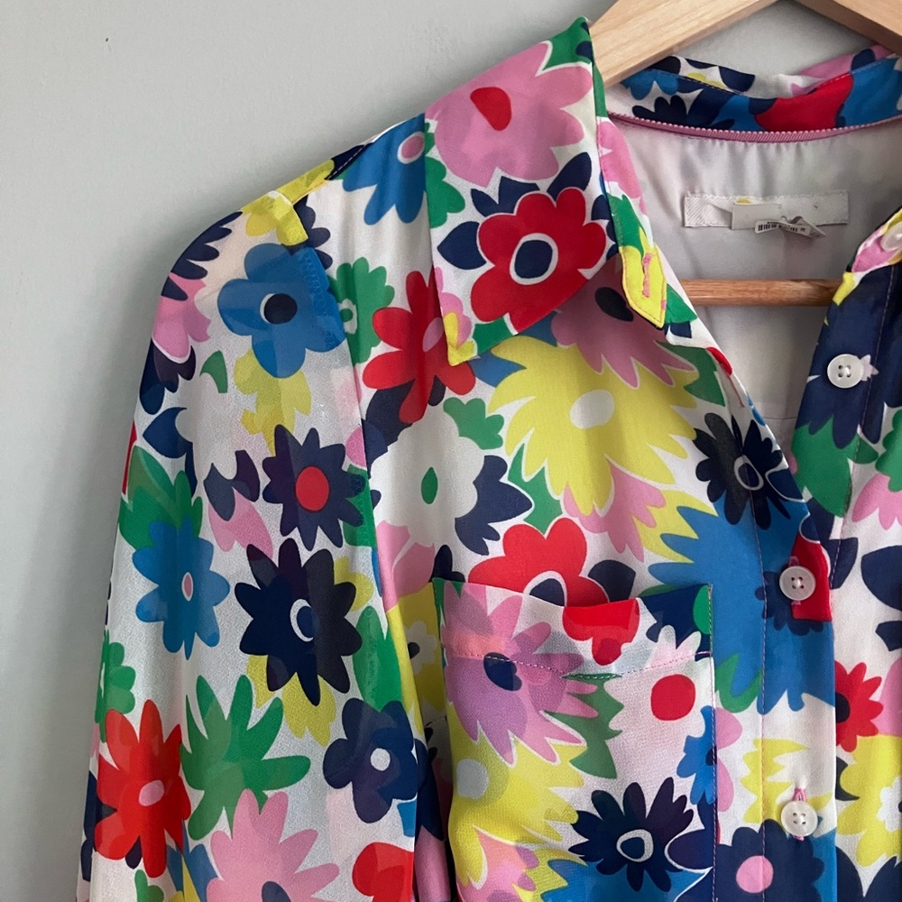 BODEN Abigail Midi Shirt Colorful Floral Retro Print Dress Size 4P - Picture 5 of 16